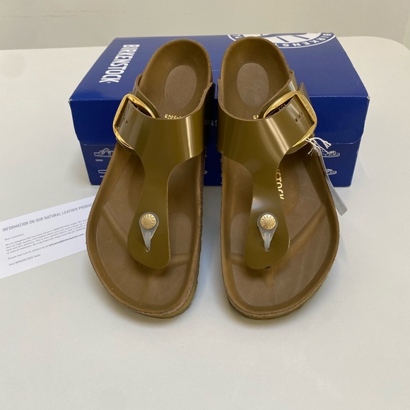 Birkenstock Gizeh Big Buckle Sandal High Shine Mud Green sz 39EU/8US New in Box - Picture 5 of 7